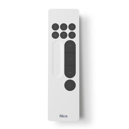 NICDOMIP6SV Trasmettitore bidirezionale portatile, a 6 canali, bianco, con slider e tasto Sole On/Off