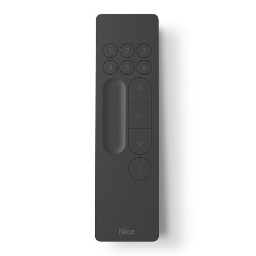 NICDOMIP6SVB Trasmettitore bidirezionale portatile, a 6 canali, nero, con slider e tasto Sole On/Off